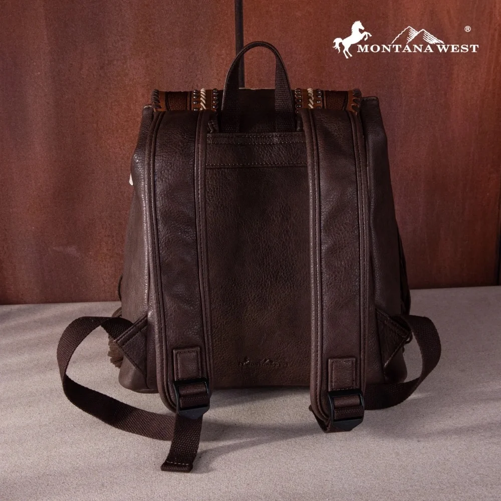 Montana West Floral Embroidered Collection Backpack Coffee